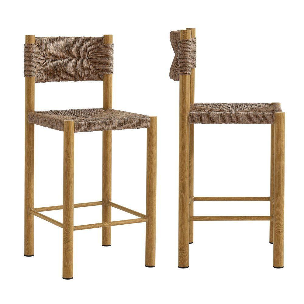 Modway Parkland Outdoor Patio Rattan And Aluminum Counter Stools Set Of 2