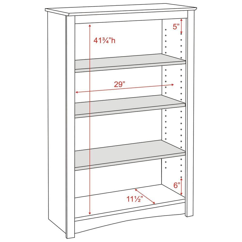 Home Office 4-Shelf Standard Bookcase, 31.5 in. W x 48 in. H x 13 in. D, White