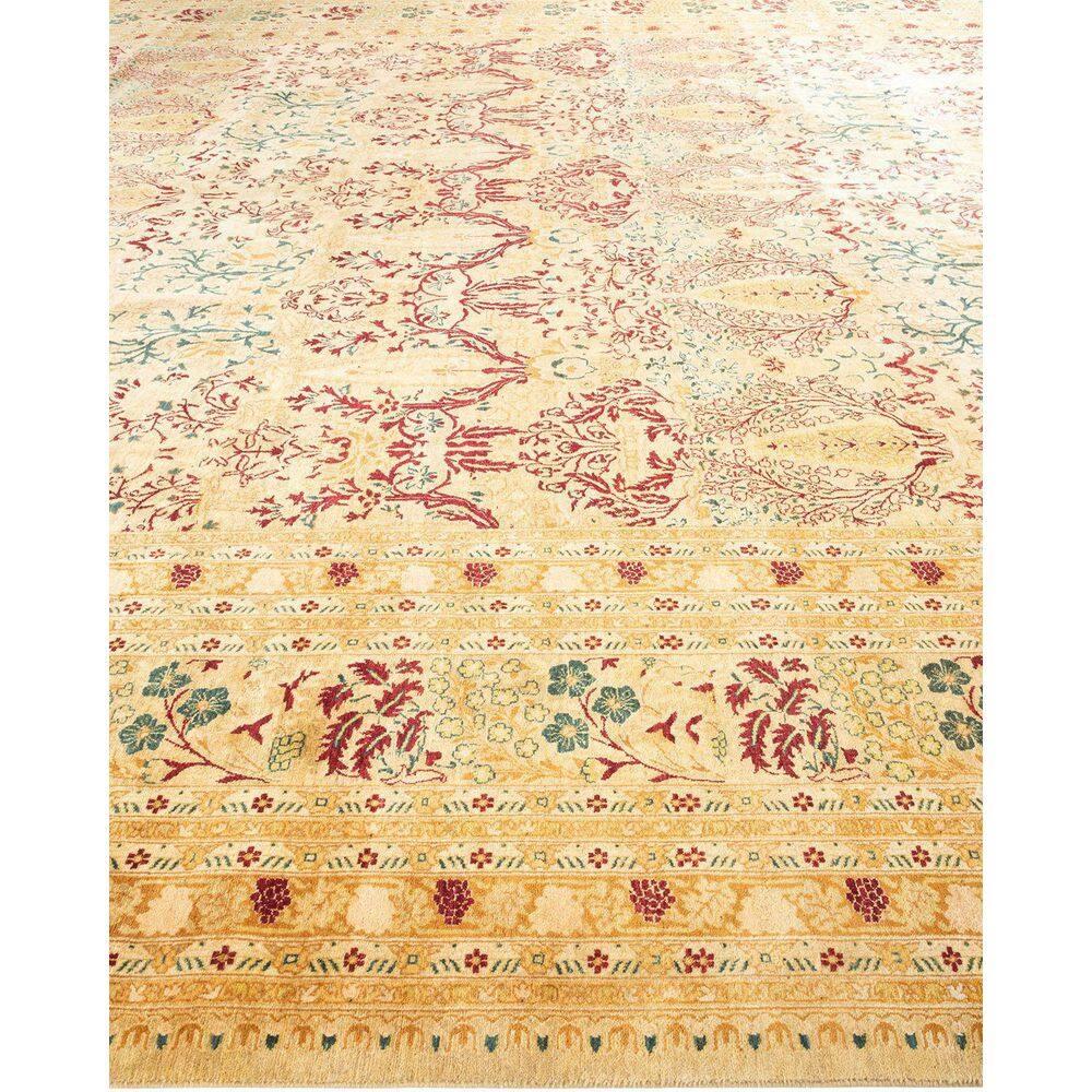 Mogul Ivory Hand-Knotted Wool Oriental Area Rug 12'x20'