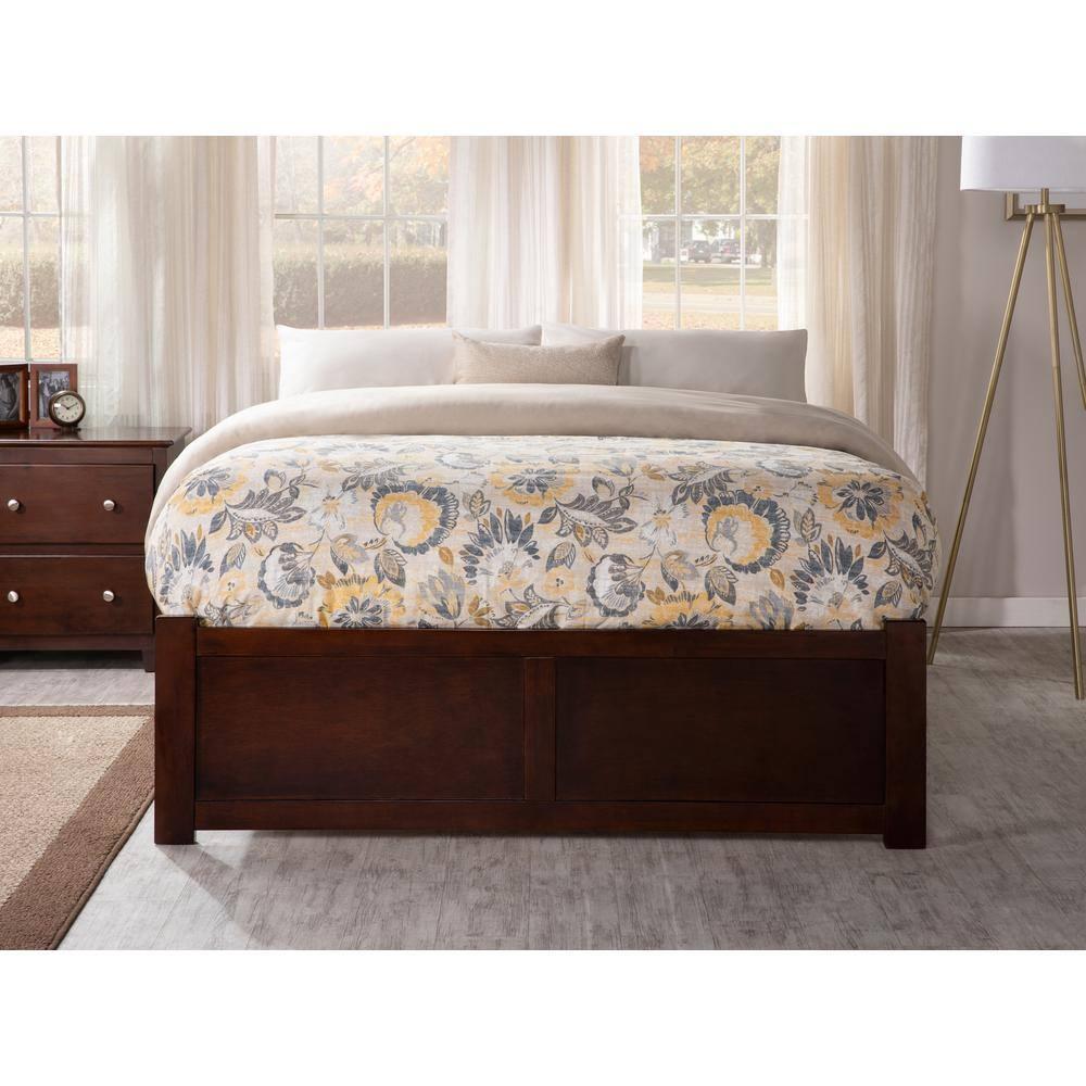 Concord Queen Bed with Footboard and Twin Extra Long Trundle in Walnut