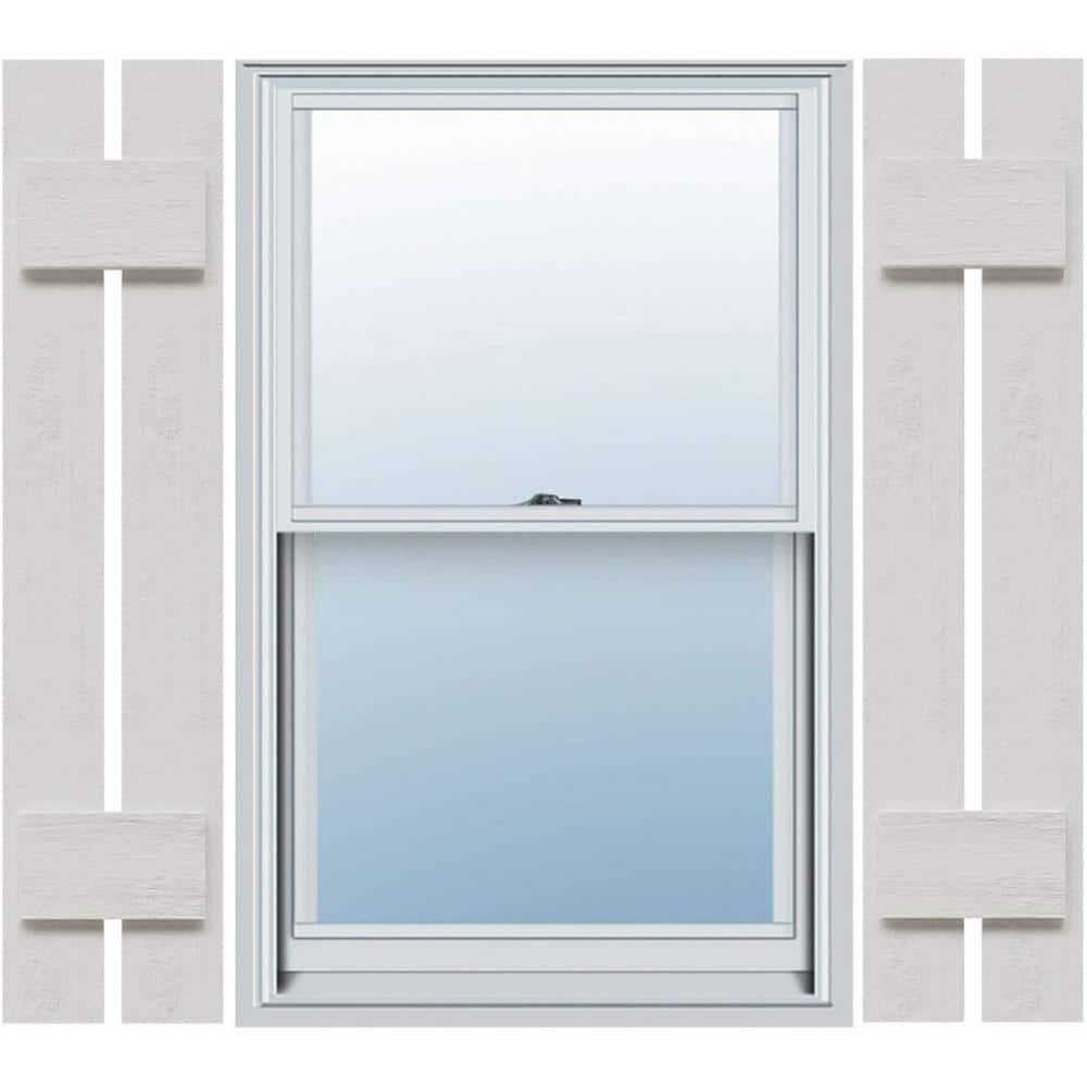 Ekena Millwork Timberthane Faux Rustic Spaced Board-n-Batten Faux Wood Shutters