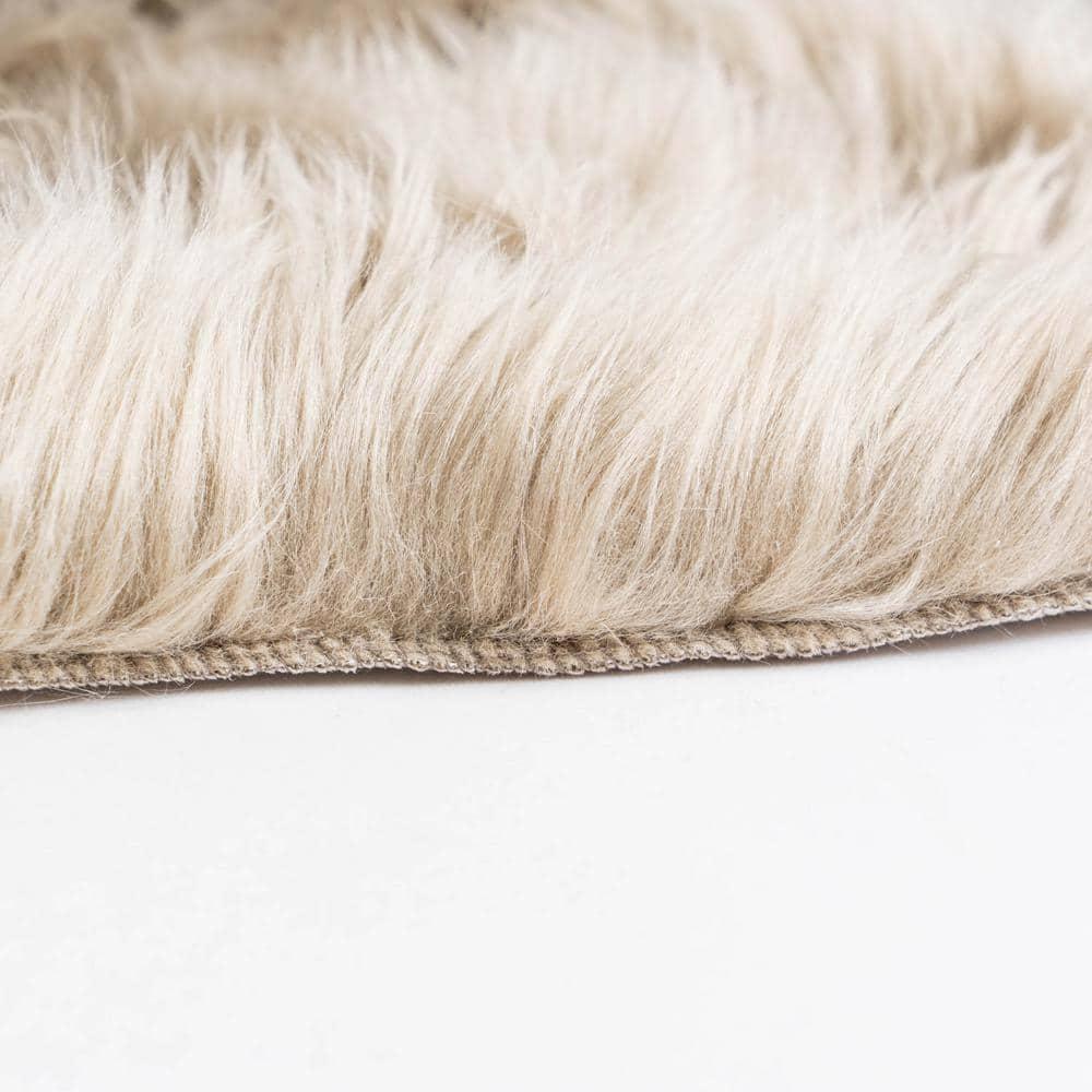 Ultra Soft Faux Sheepskin Fur Shag Rug Light Brown 6' x 9'