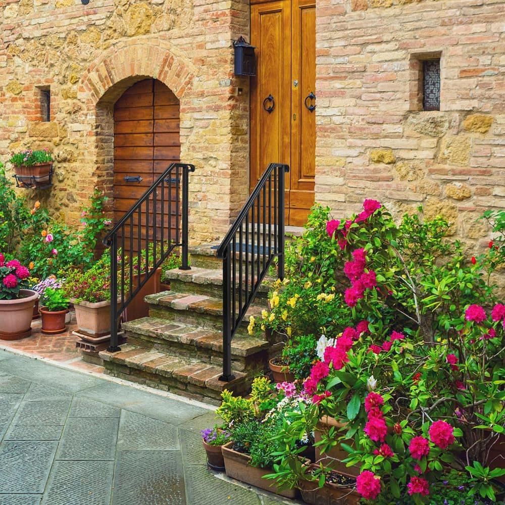 BaytoCare Handrail for Stairs 3-Step Stair Railing Steps Handrail - Black
