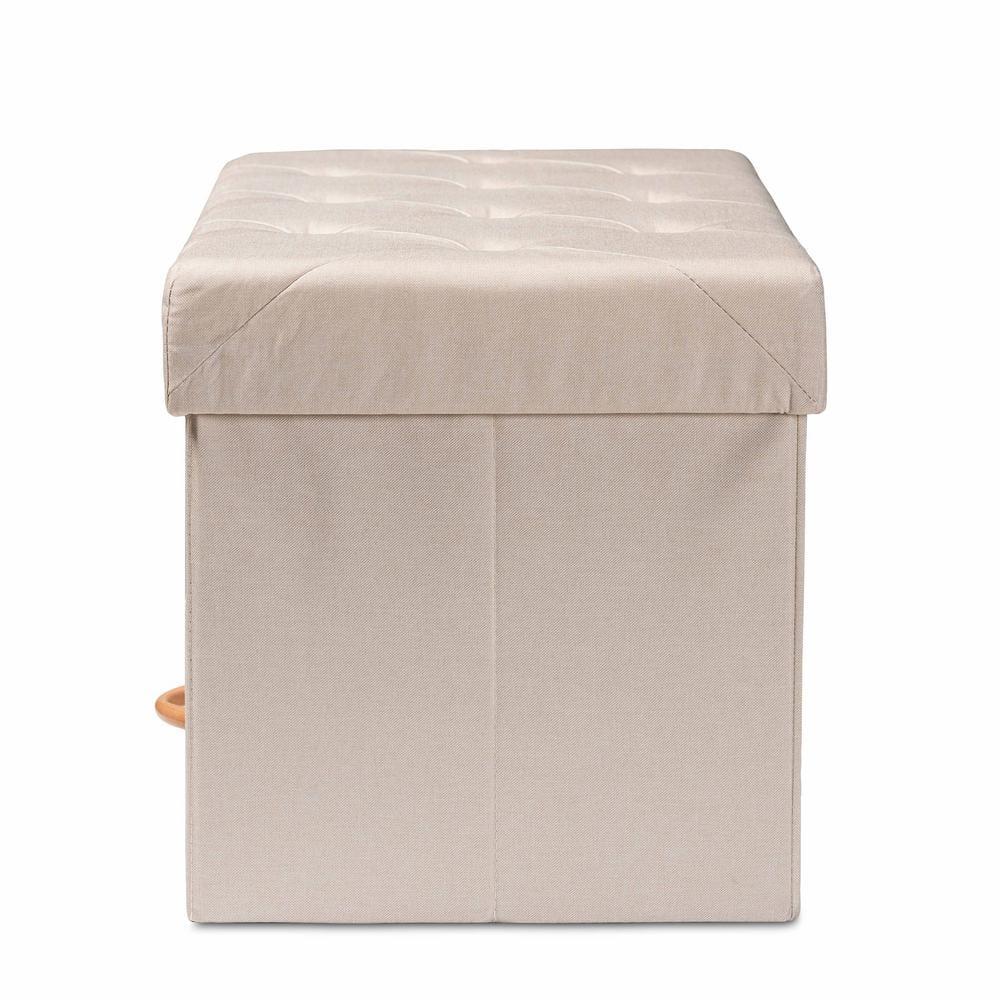 Baxton Studio Gerwin Modern and Contemporary Beige Fabric Upholstered and Oak Brown Finished Wood 2-Drawer Storage