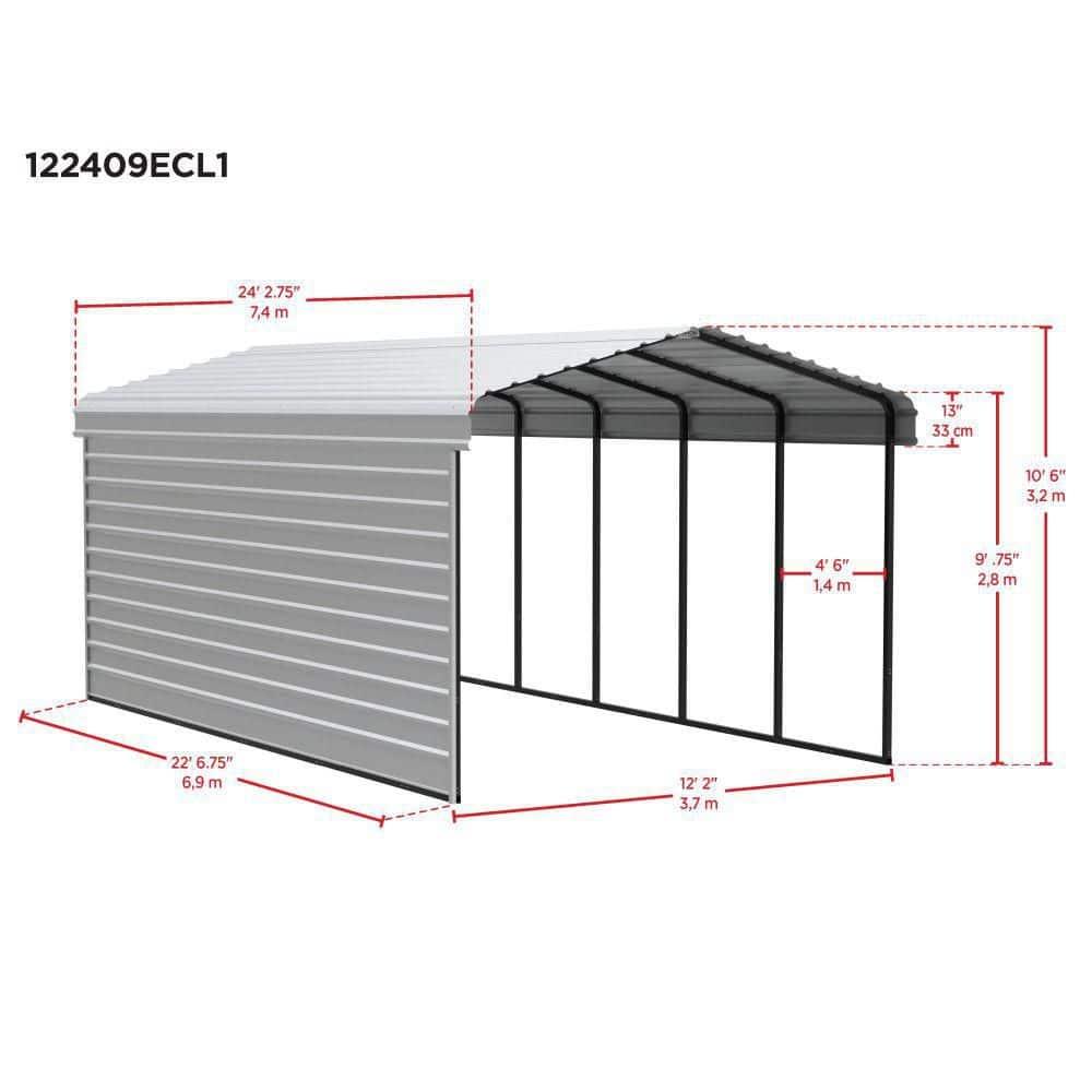 Arrow 24 x 12 ft Eggshell Carport with 1-sided Enclosure