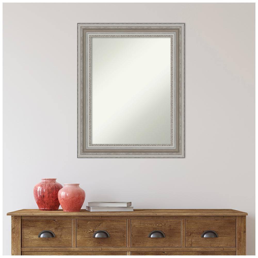 24" x 30" Non-Beveled Parlor Bathroom Wall Mirror Silver - Amanti Art: Rectangle Vanity, Polystyrene Frame, Wall Mounted