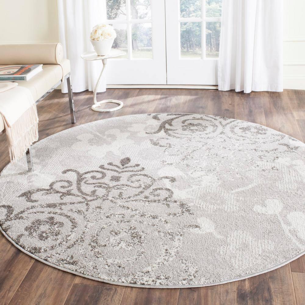 Adirondack ADR114 Machine Made Indoor Area Rug - Silver/Ivory - 10' Round - Safavieh