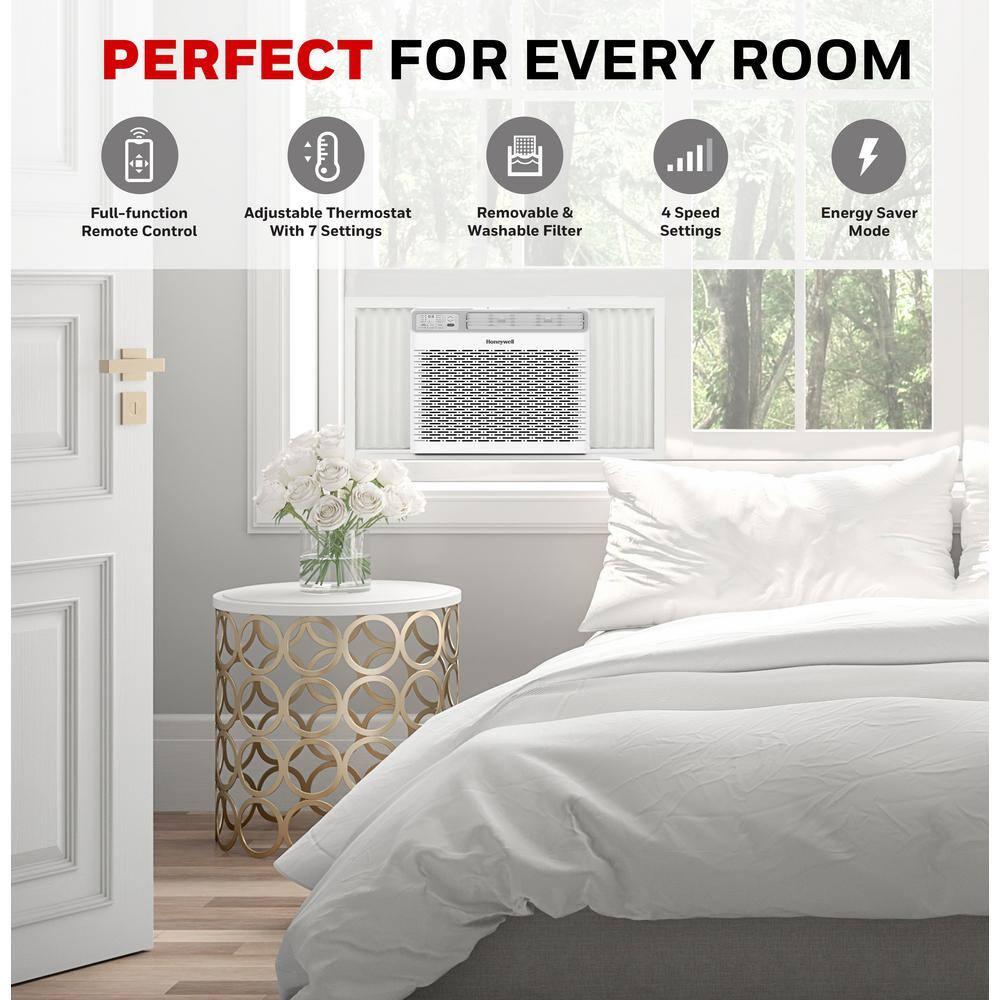 Honeywell 8,000 BTU Digital Window Air Conditioner, Remote, LED Display, 4 Modes, Eco, 350 sq ft Coverage