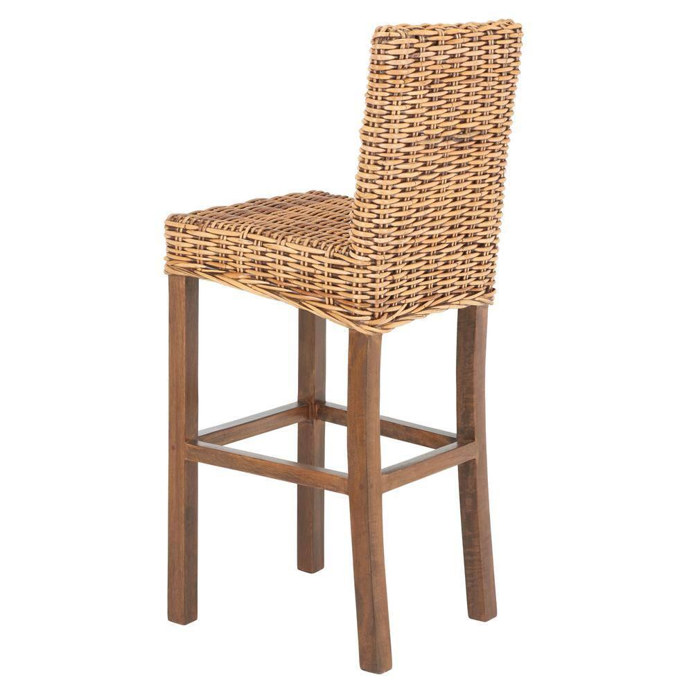 Tobie Rattan Bar Stool - Honey Brown Wash/Antique Brow - Safavieh