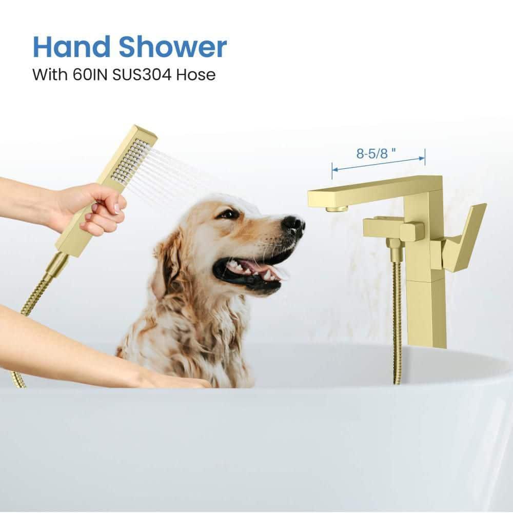 Cube Floor Tub Spout with Diverter