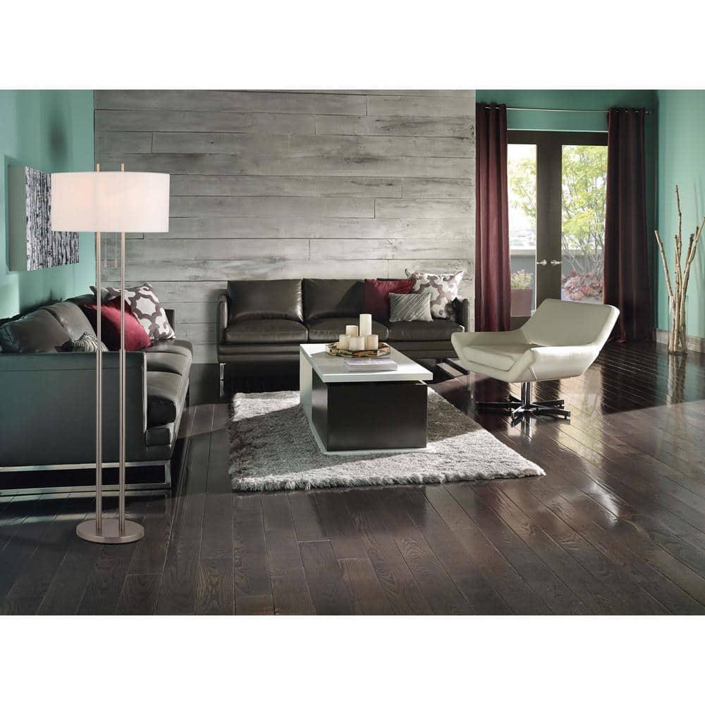 Adesso 62" Duet Floor Lamp Silver/Ivory: Modern Standing Lamp with Pull Chain, ETL Listed, Metal Body