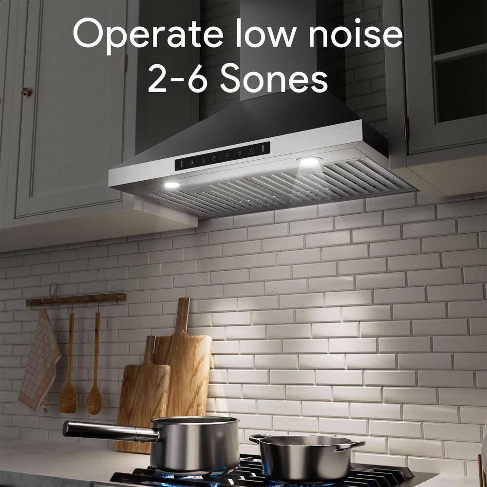 36" 900 CFM Convertible Wall Mount Range Hood with LED Lights & Hands-Free Control