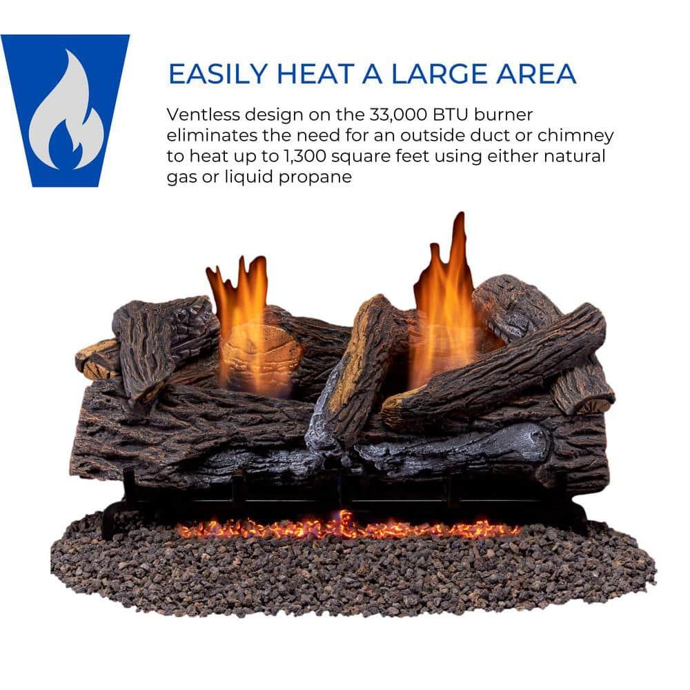 Duluth Forge Duluth Forge Vent less Dual Fuel Gas Log Set, Stacked Oak, T-Stat Control