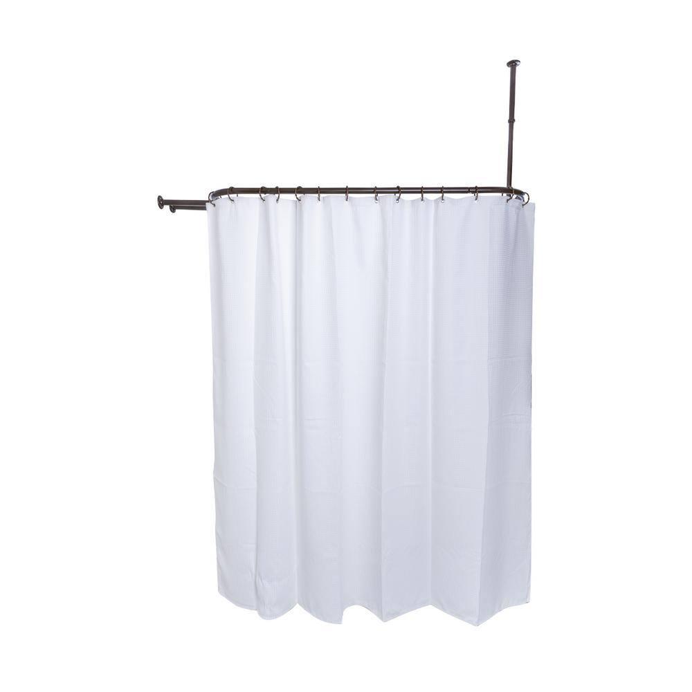 Utopia Alley Rustproof 54" L D-Shaped Fixed Shower Curtain Rod & Hook Set | Wayfair