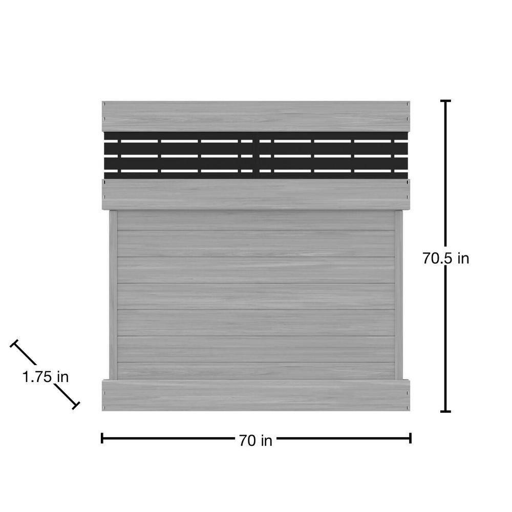 Driftwood Gray Vinyl Privacy Fence Panel with Decorative Screen