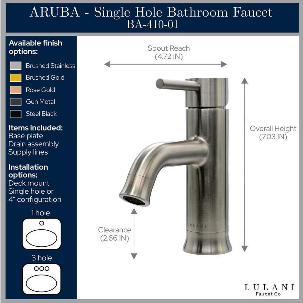 Lulani Aruba Single Hole Bathroom Faucet with Drain Assembly