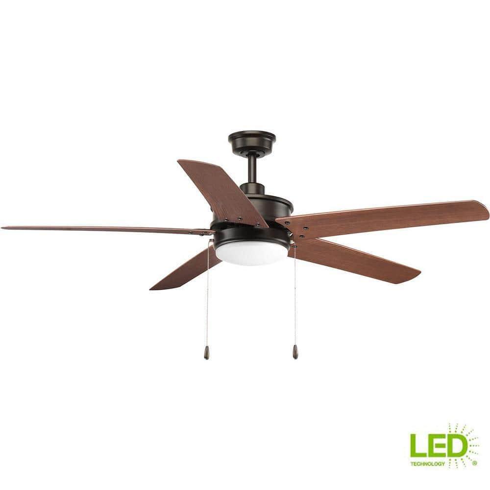 P2574-2030K-Progress Lighting-Whirl - Wide - Ceiling Fan - 1 Light - Damp Rated in Transitional style - 60 Inches wide by 15.88 Inches high-Antique
