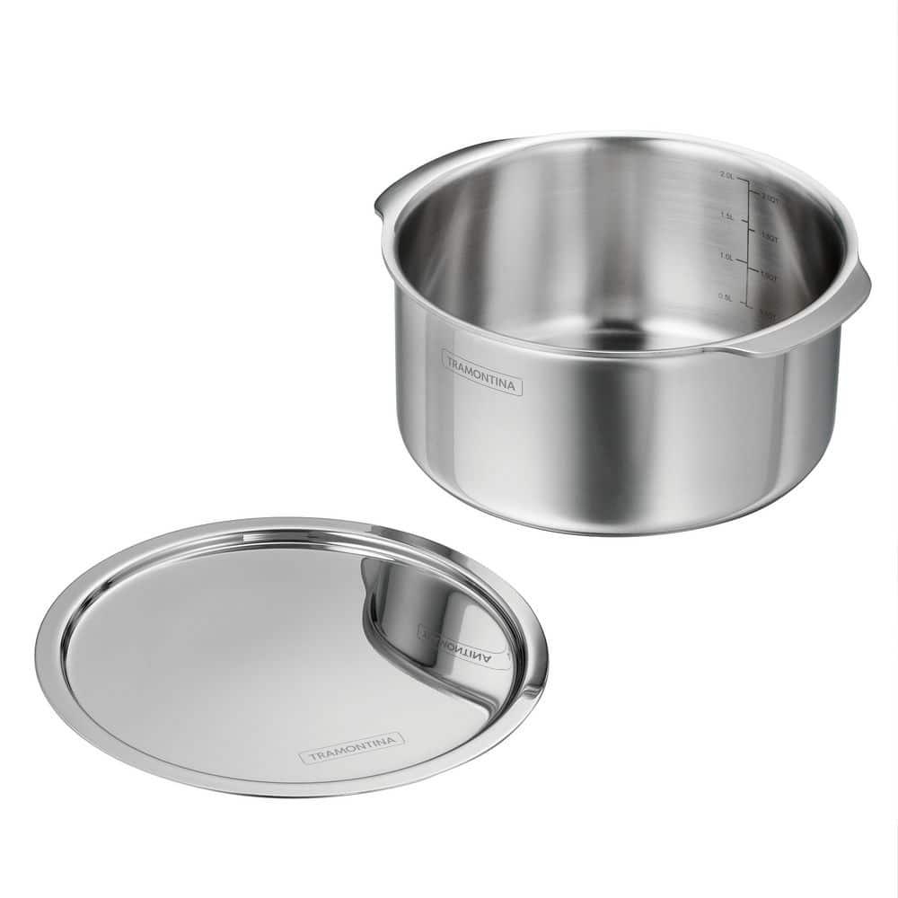 Tramontina Tramontina Utsava Tri-Ply Clad Stainless Steel Tope with Lid, Patila Pot for Indian Cooking
