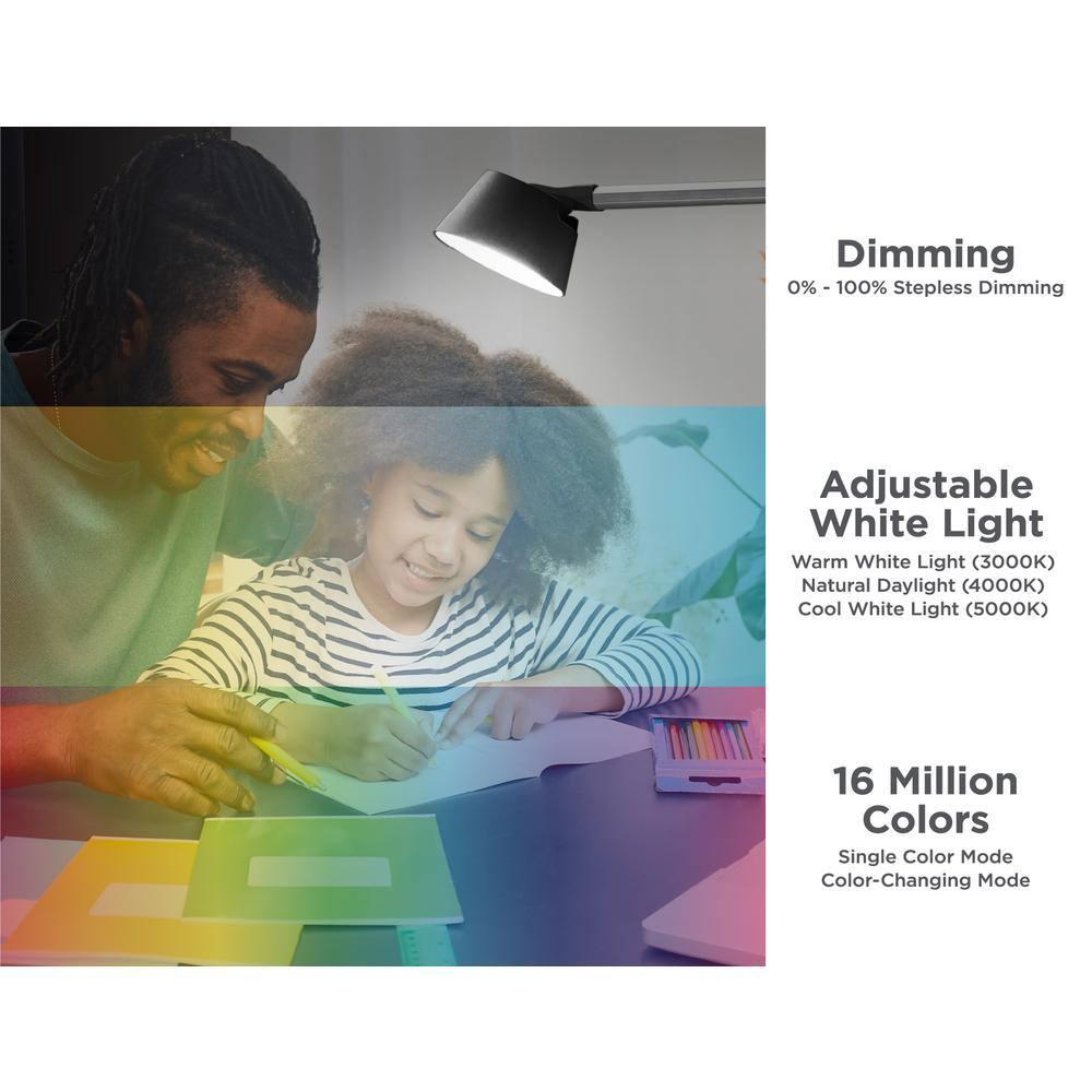 BLACK+DECKER Verve Designer LED Clamp Light, Fits Shelves, Cubicles & Headboards, True White LED + 16M RGB Colors