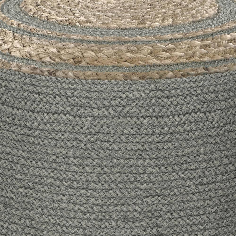 SIMPLIHOME Serena Contemporary Round Braided Pouf in Dove Grey Cotton for the Living Room, Bedroom and Kids Room