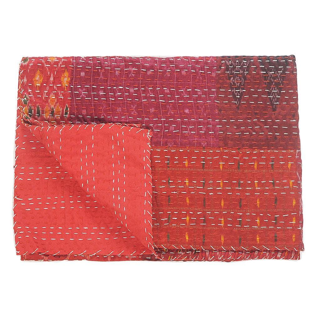 Rajani Home Handmade Kantha Silk Blend Throw Blanket