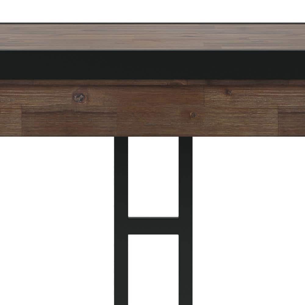 Simpli Home Erina Solid Acacia Wood Desk, Industrial Style with Keyboard Tray and 2 Drawers