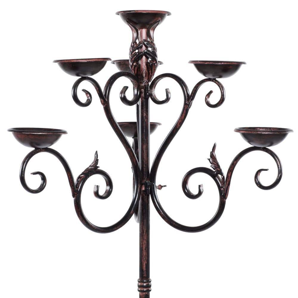 DecMode Candelabro Alto con Desplazamiento de Metal Marrón con 6 Soportes