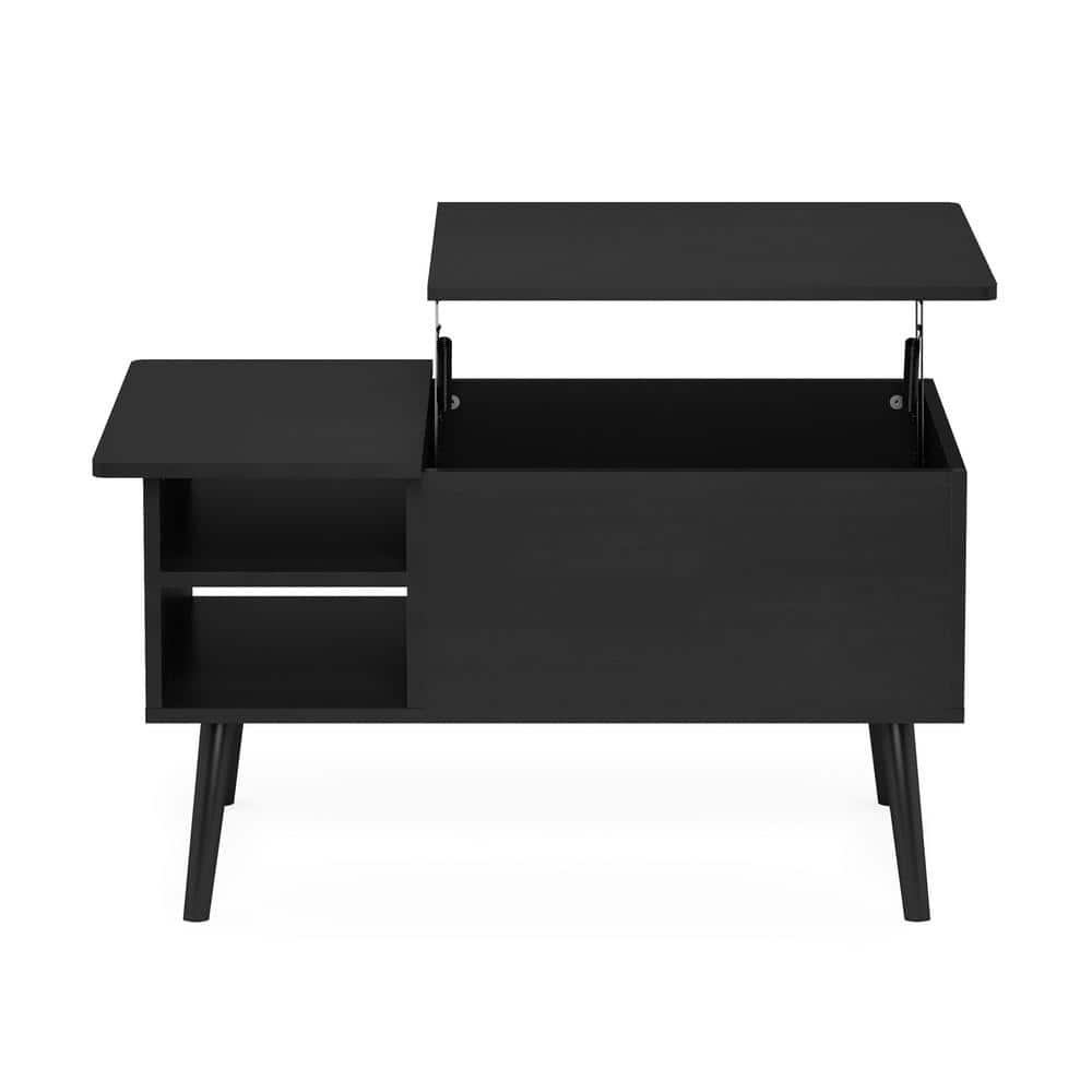 Furinno 35.2" Lift Top Coffee Table Multifunctional Accent Table w/Hidden Compartment and Side Open Storage Shelf Living Room Furniture,Americano