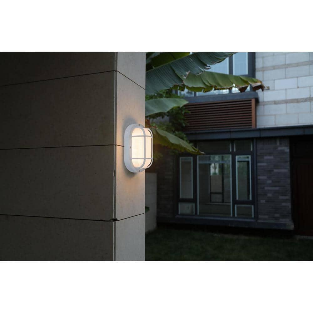 Coastal San Diego White Outdoor Integrated LED Bulkhead Wall Lantern