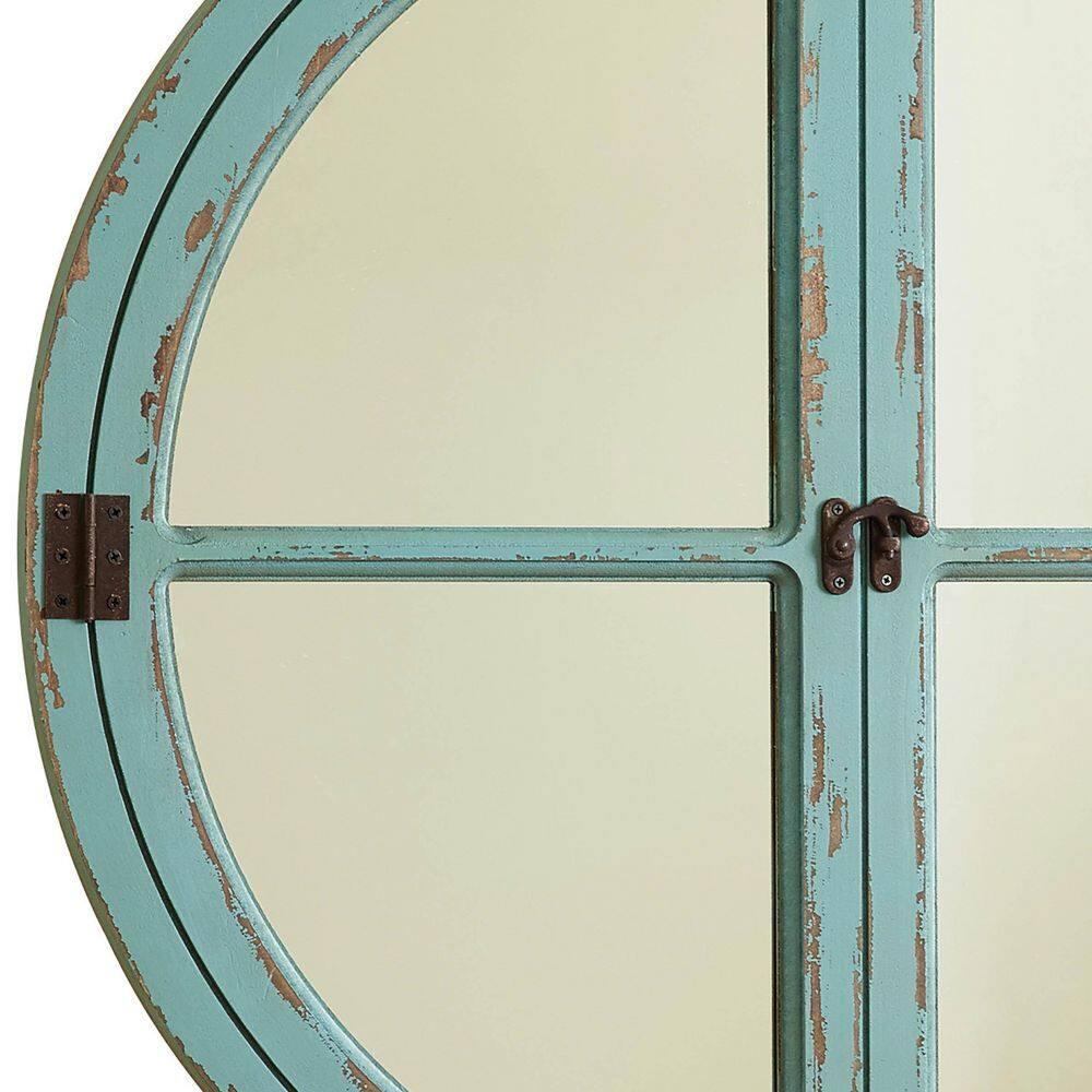 Park Designs Sea Green Round Window Wood Mirror 27.75"H