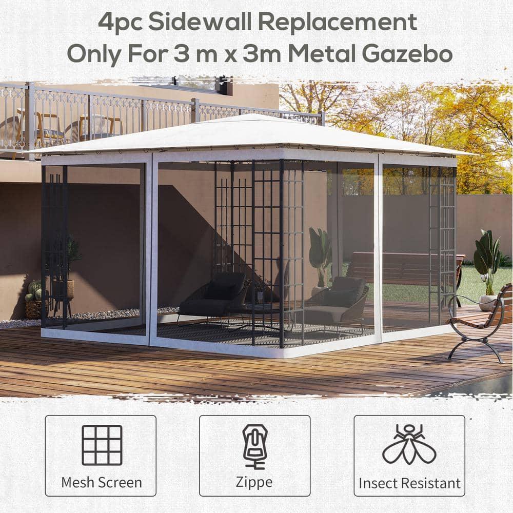 Outsunny Outsunny Universal Replacement Mesh Sidewall Netting for Patio Gazebos and Canopy Tents with Zippers, Sidewall Only, Cream