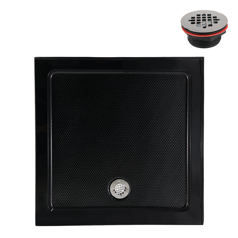 Streamline Bath NT-2151-36BL-RH Streamline NT-2151-36BL-RH 36 in. x 36 in. Corner Acrylic Shower Base in Glossy Black with Right Hand Drain, Drain Included