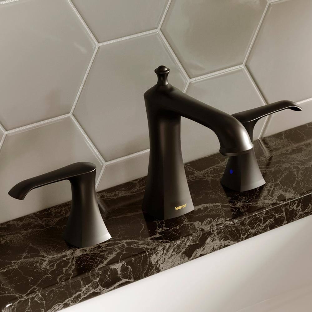 Karran Woodburn 8 In. Widespread 2-Handle Bathroom Faucet With Matching Pop-up Drain