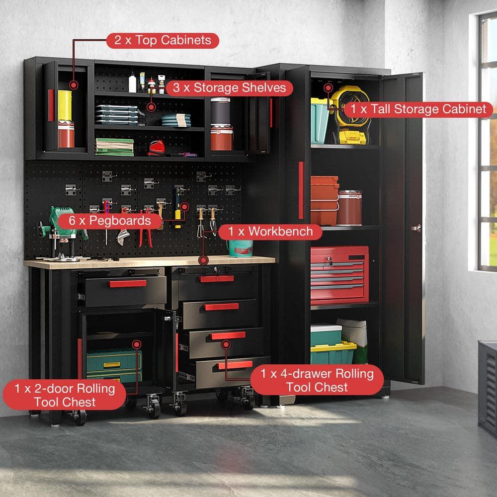 WFX Utility™ WFX Utility™ 6pcs Garage Cabinets And Storage System Set With Pegboard & Rubber Wood Worktop