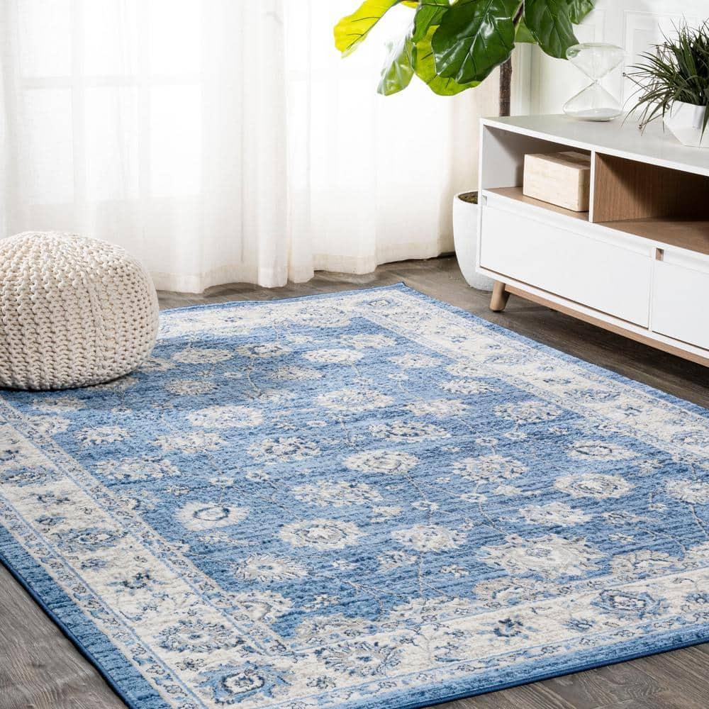 3' X 5' Modern Persian Vintage Moroccan Traditional Area Rug, Blue/Ivory - JONATHAN Y