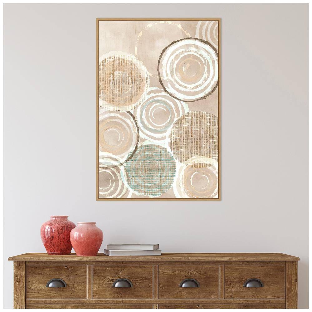 23" x 33" Neutral Woven Baskets II by Flora Kouta Framed Canvas Wall Art Print - Amanti Art: Modern Style, Polystyrene Frame
