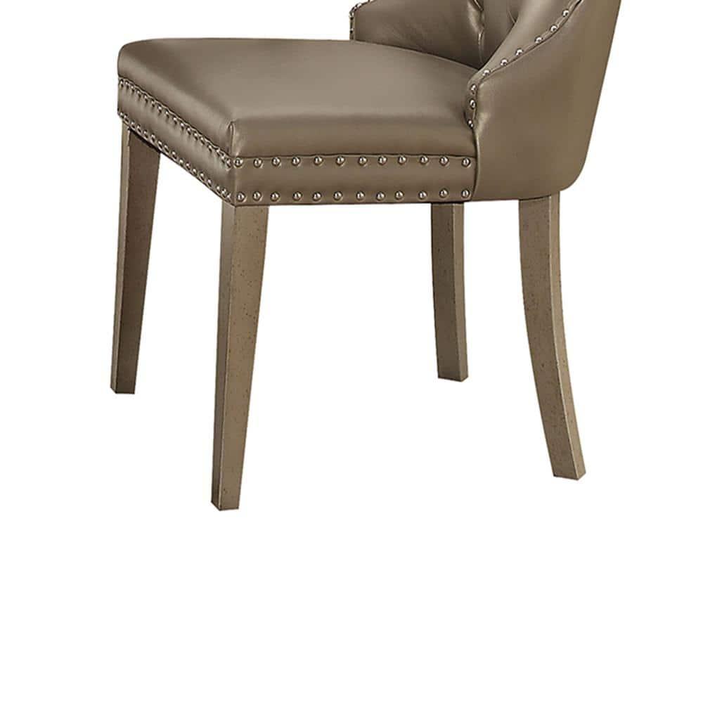 Wildon Home® Kacela Champagne Synthetic Leather & Champagne Finish Side Chair (Set Of 2)