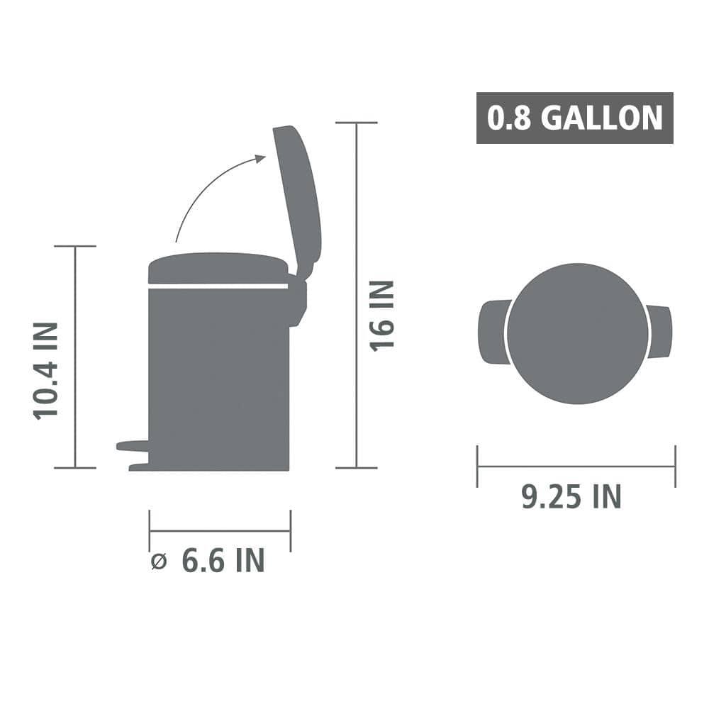 Brabantia Brabantia NewIcon Step On Trash Can, 0.8 Gallon (3 Liter)