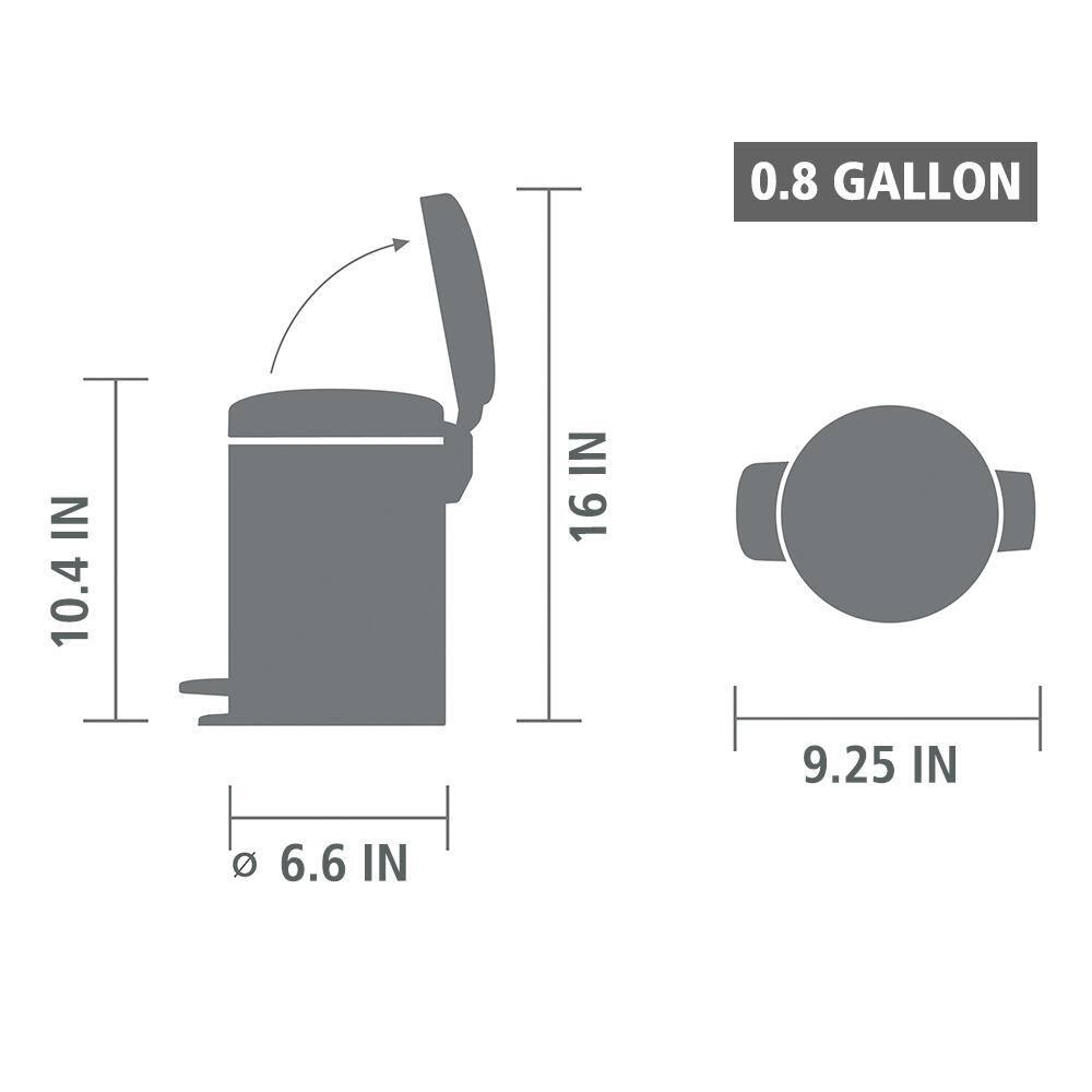 Brabantia Brabantia NewIcon Step On Trash Can, 0.8 Gallon (3 Liter)