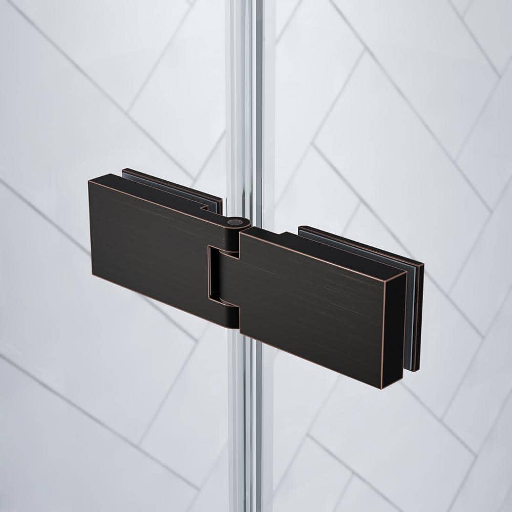 Ove Decors Tampa 62-1/16 in. W x 72 in. H Alcove Frameless Hinge Shower Door in Oil Rubbed Bronze