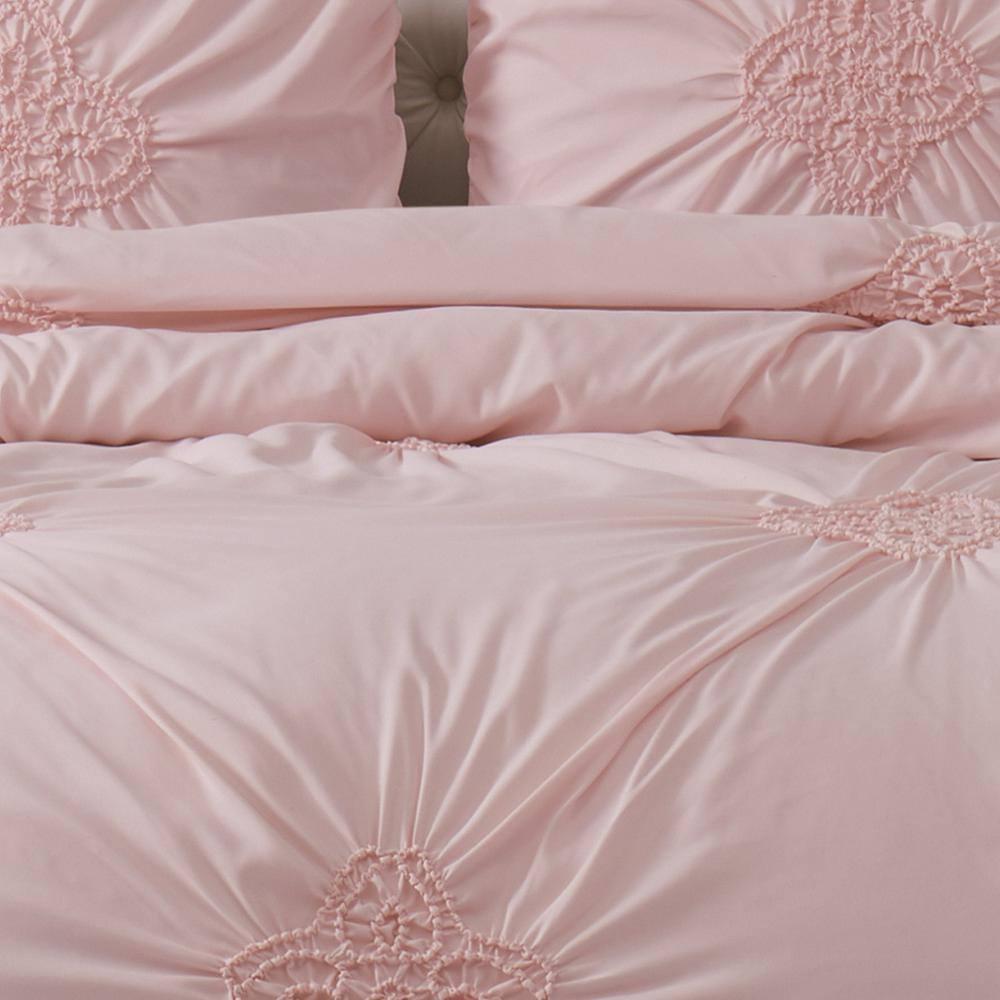 Christian Siriano NY Greorgia Rouched Duvet Set, Full/Queen, Blush Pink 3 Piece