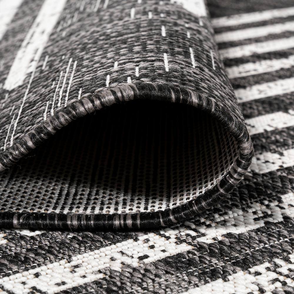 4'x6' Zolak Berber Stripe Geometric Indoor/Outdoor Area Rug, Black/Ivory - JONATHAN Y