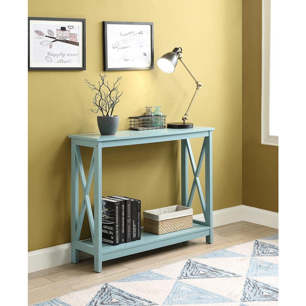 Convenience Concepts Oxford Console Table with Shelf, Sea Foam Blue