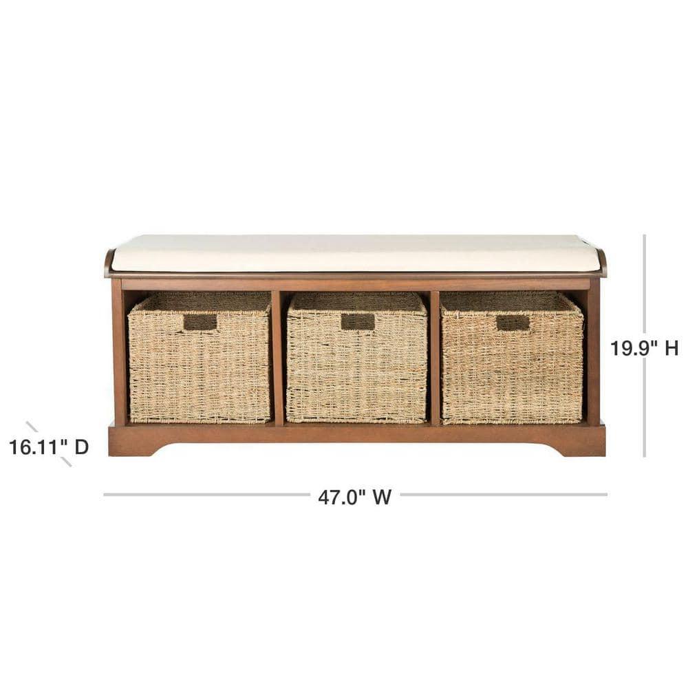 Lonan  Wicker Storage Bench - Brown - Safavieh