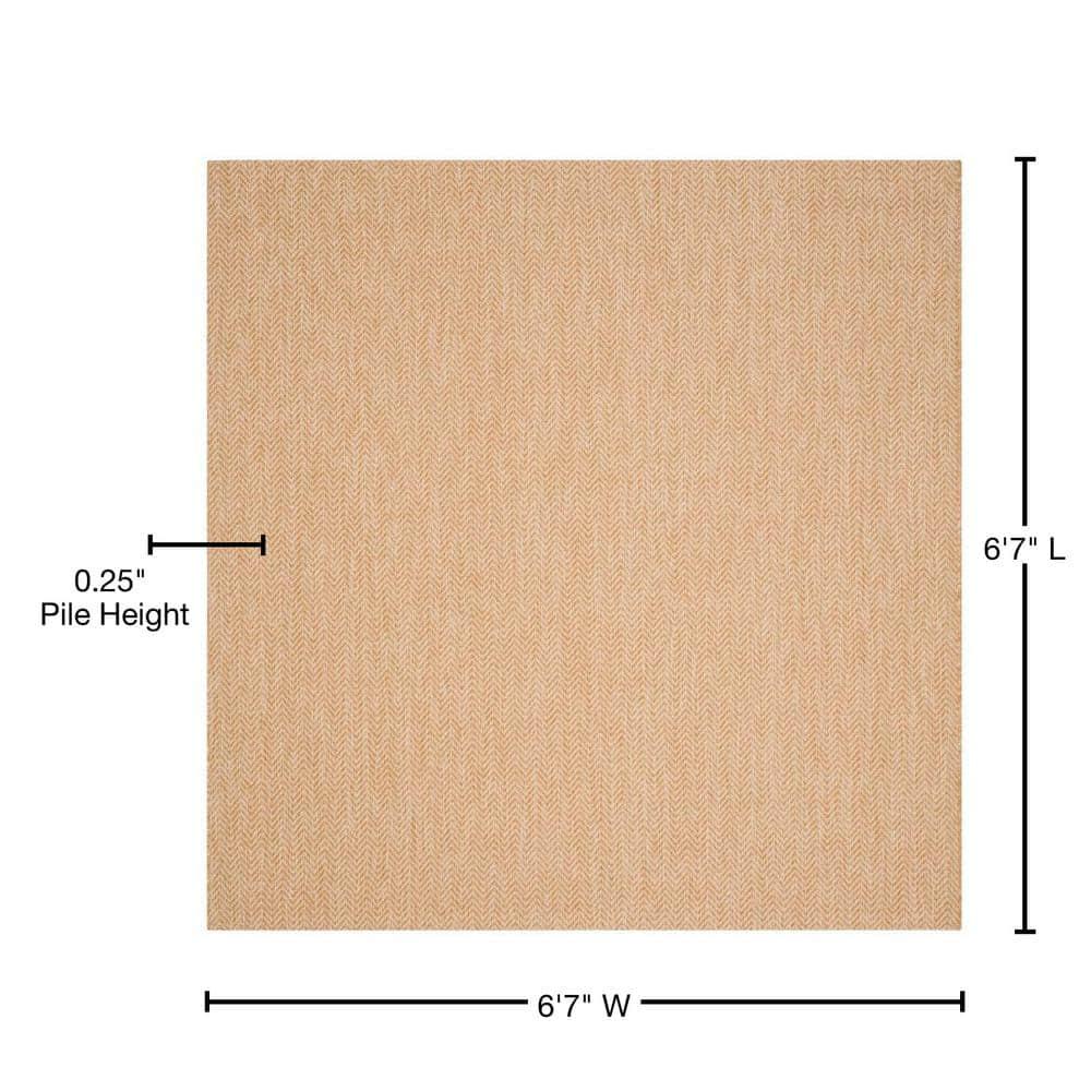 Courtyard CY8022 Power Loomed Indoor and Outdoor Area Rug - Natural/Cream - 6'7"x6'7" - Safavieh