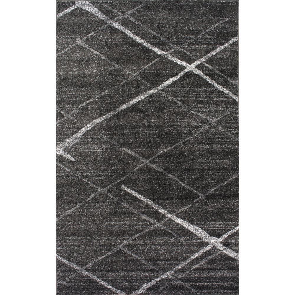 Nuloom 2x3 Thigpen Contemporary Indoor Area Rug, Charcoal, Abstract Lines, Non-Slip Backing, Stain Resistant, Bedroom Living Room, Kitchen