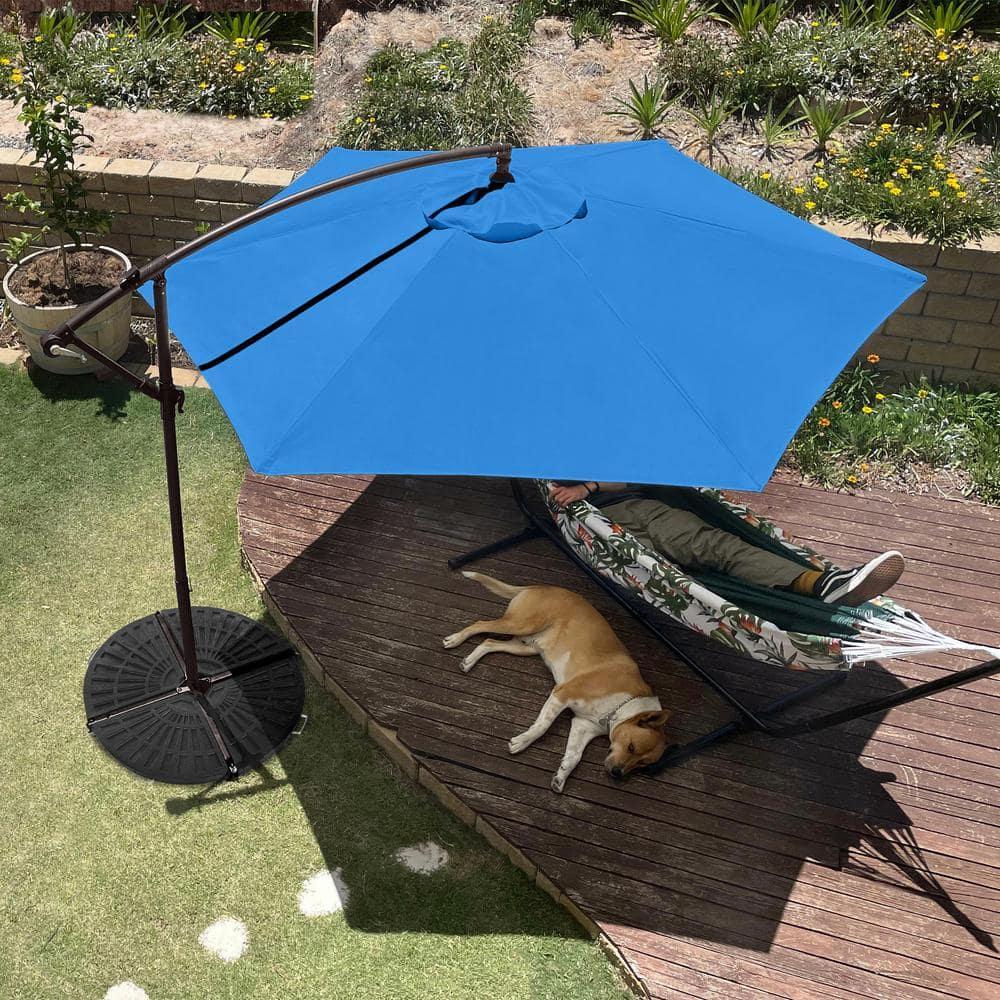 Cantilever Umbrella - 10FT Offset Outdoor Patio Umbrella with Tilt, Blue