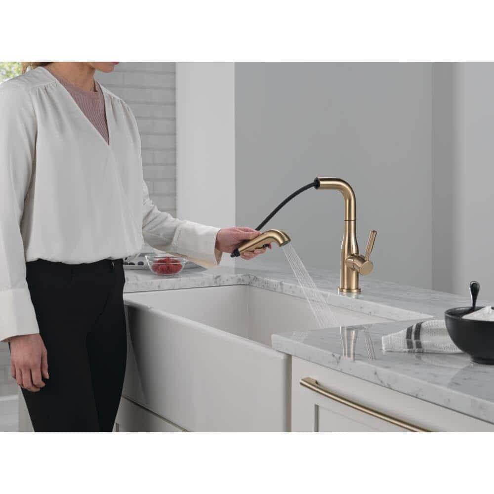 Delta Almari Pull-Out Sprayer Kitchen Faucet, Single Handle Kitchen Sink Faucet 16943-CZ-DST
