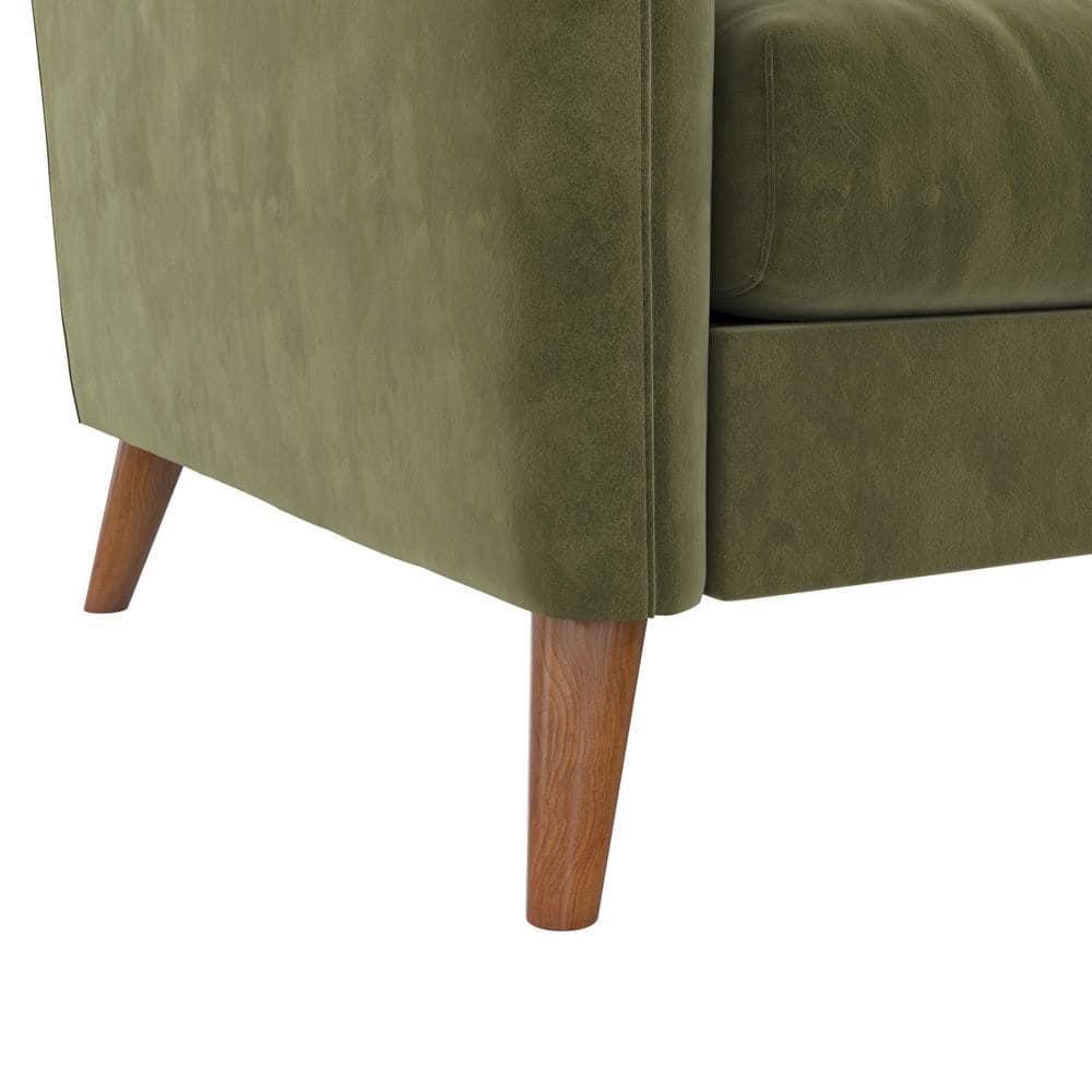 2pc Magnolia Sectional Sofa with Pillows Green Velvet - Novogratz: Upholstered, Reversible Chaise, Transitional Style