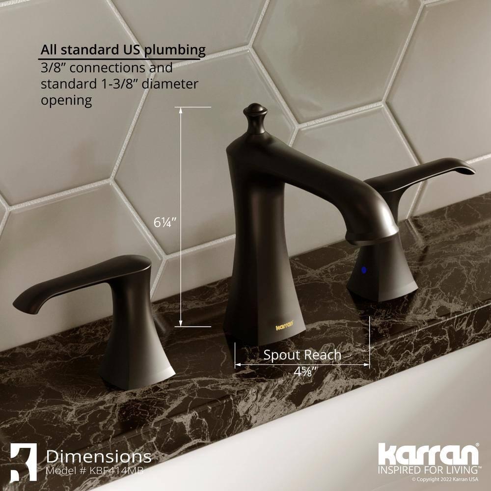 Karran Woodburn 8 In. Widespread 2-Handle Bathroom Faucet With Matching Pop-up Drain